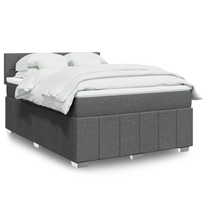Sommier à lattes de lit avec matelas Gris foncé 160x200cm Tissu | Mobilier & Déco