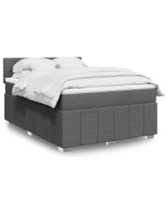 Sommier à lattes de lit avec matelas Gris foncé 160x200cm Tissu | Mobilier & Déco