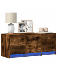 Meuble TV avec LED chêne fumé 97x34x40 cm bois d'ingénierie | Mobilier & Déco