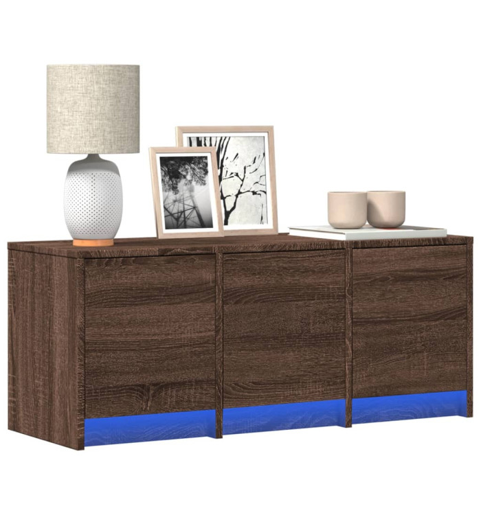Meuble TV avec LED chêne marron 97x34x40 cm bois d'ingénierie | Mobilier & Déco