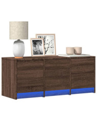 Meuble TV avec LED chêne marron 97x34x40 cm bois d'ingénierie | Mobilier & Déco