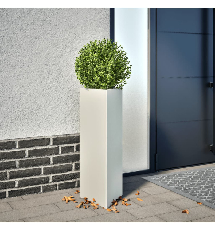 Jardinière blanc triangulaire 30x26x75 cm acier | Mobilier & Déco