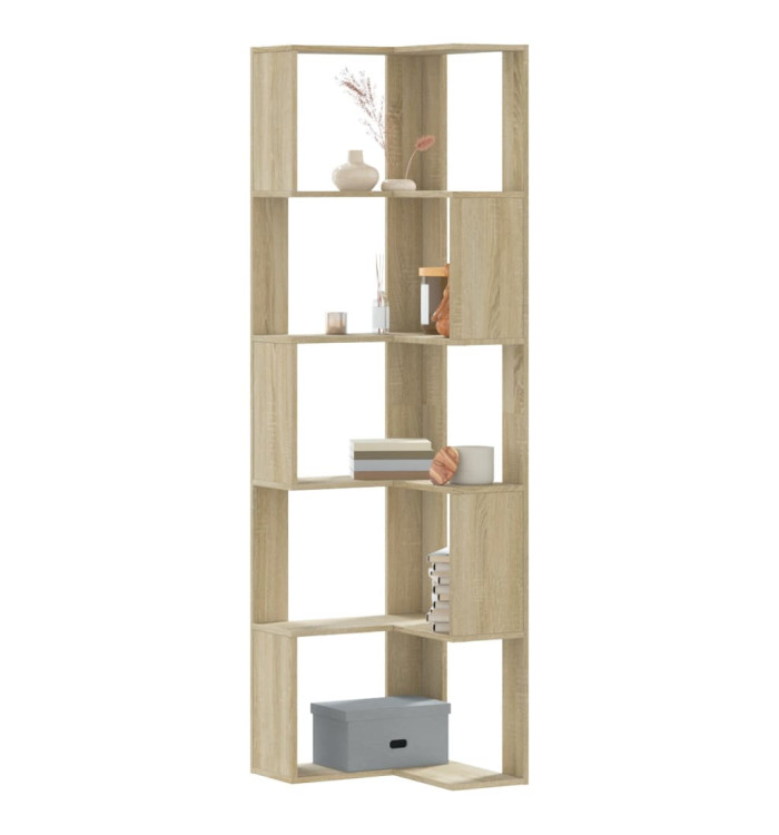 Bibliothèque d'angle à 5 niveaux chêne sonoma bois d'ingénierie | Mobilier & Déco