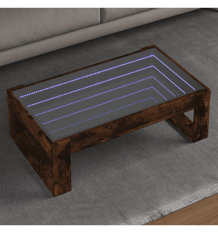 Table basse avec LED infini chêne fumé 90x53x30 cm | Mobilier & Déco