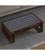 Table basse avec LED infini chêne fumé 90x53x30 cm | Mobilier & Déco