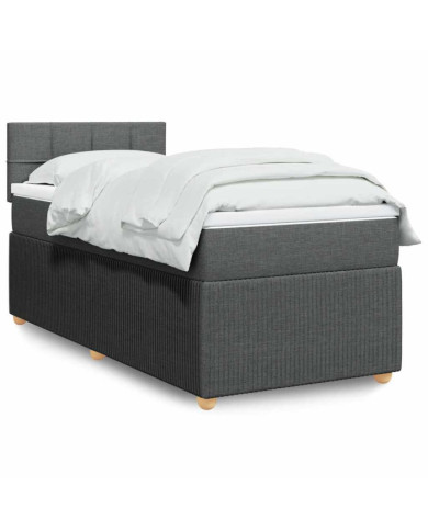 Sommier à lattes de lit avec matelas Gris foncé 90x200 cm Tissu | Mobilier & Déco