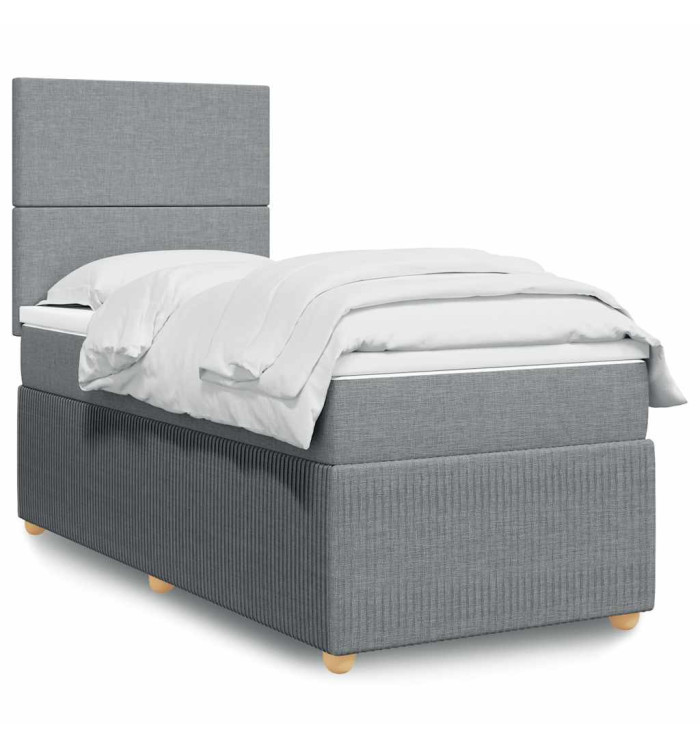Sommier à lattes de lit avec matelas Gris clair 100x200cm Tissu | Mobilier & Déco
