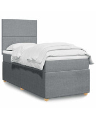 Sommier à lattes de lit avec matelas Gris clair 100x200cm Tissu | Mobilier & Déco