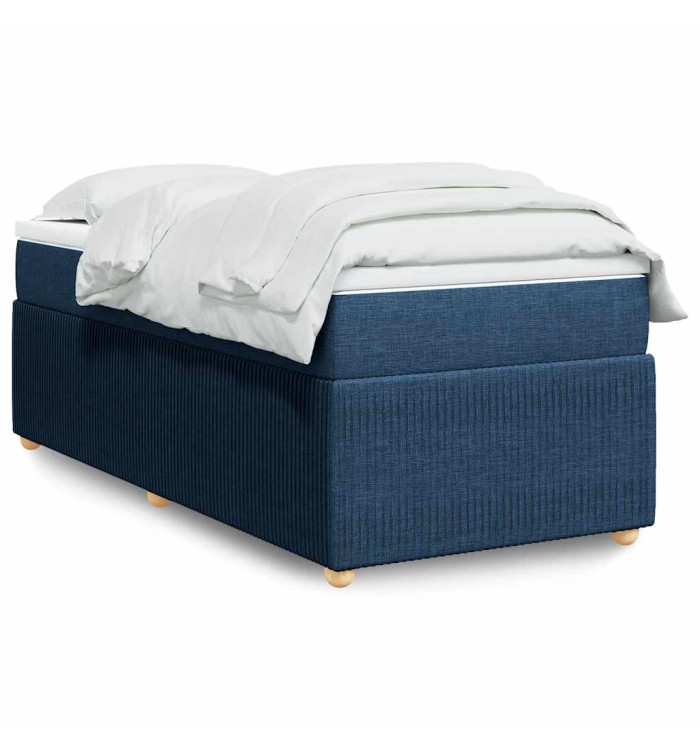 Sommier à lattes de lit avec matelas Bleu 100x200 cm Tissu | Mobilier & Déco