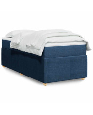 Sommier à lattes de lit avec matelas Bleu 100x200 cm Tissu | Mobilier & Déco