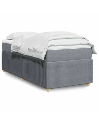 Sommier à lattes de lit avec matelas Gris clair 100x200cm Tissu | Mobilier & Déco