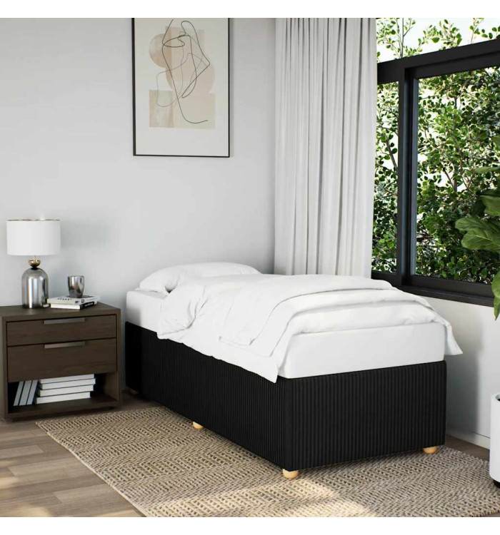 Cadre de lit sans matelas noir 90x200 cm tissu | Mobilier & Déco