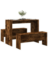 Ensemble table à manger et bancs 3 pcs bois d'ingénierie | Mobilier & Déco