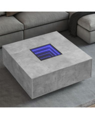 Table basse avec LED infini gris béton 100x100x40 cm | Mobilier & Déco