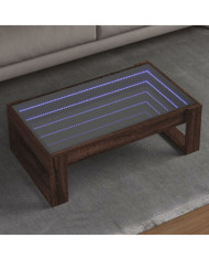 Table basse avec LED infini chêne marron 90x53x30 cm | Mobilier & Déco