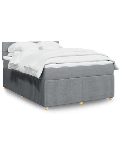Sommier à lattes de lit avec matelas Gris clair 140x190cm Tissu | Mobilier & Déco