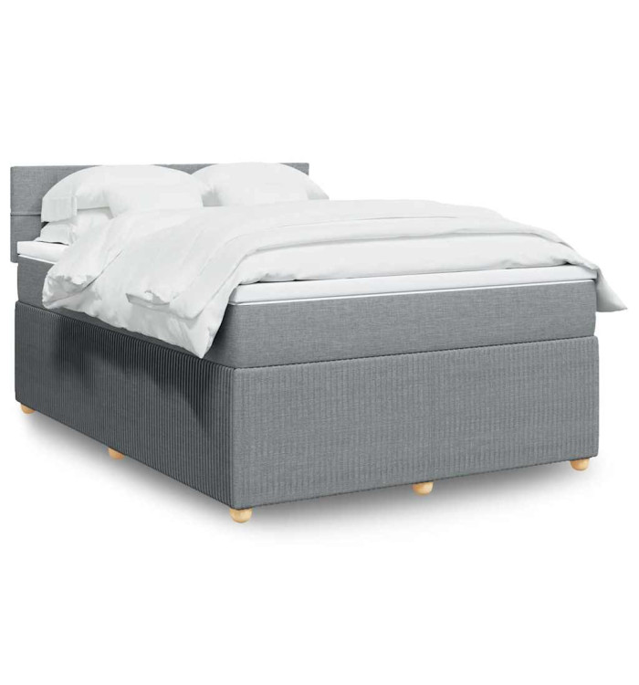Sommier à lattes de lit avec matelas Gris clair 140x190cm Tissu | Mobilier & Déco