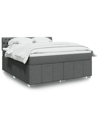 Sommier à lattes de lit avec matelas Gris foncé 180x200cm Tissu | Mobilier & Déco