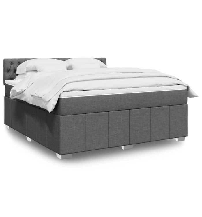 Sommier à lattes de lit avec matelas Gris foncé 180x200cm Tissu | Mobilier & Déco