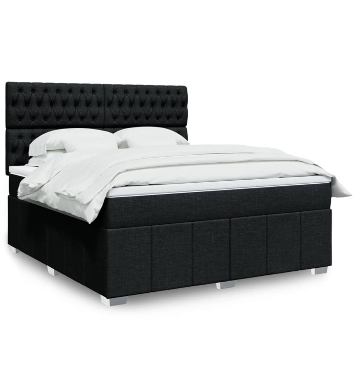Sommier à lattes de lit avec matelas Noir 180x200 cm Tissu | Mobilier & Déco