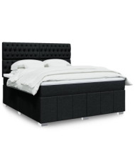 Sommier à lattes de lit avec matelas Noir 180x200 cm Tissu | Mobilier & Déco
