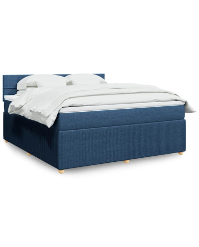 Sommier à lattes de lit avec matelas Bleu 180x200 cm Tissu | Mobilier & Déco