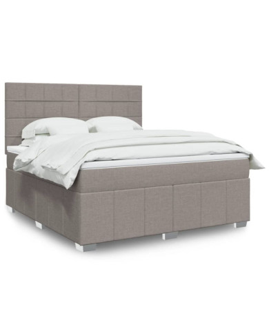 Sommier à lattes de lit avec matelas Taupe 180x200 cm Tissu | Mobilier & Déco