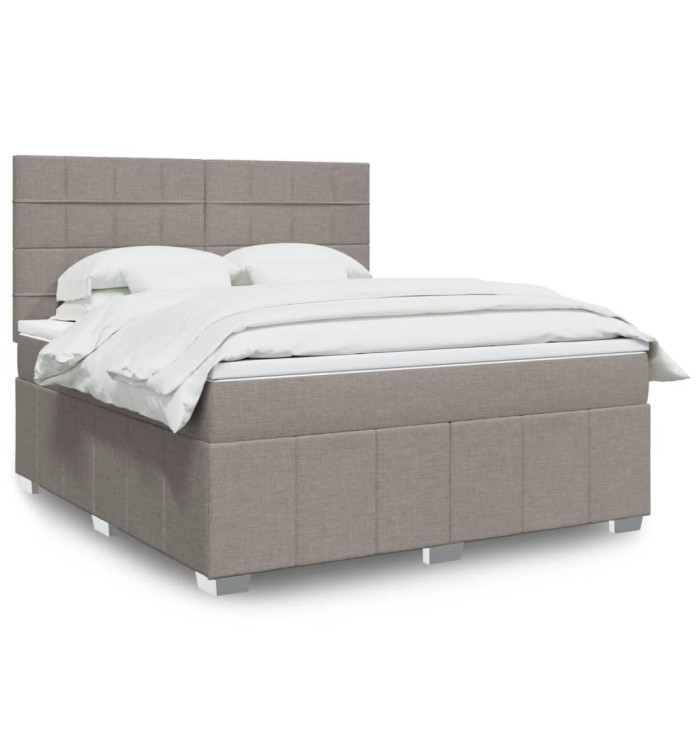 Sommier à lattes de lit avec matelas Taupe 180x200 cm Tissu | Mobilier & Déco