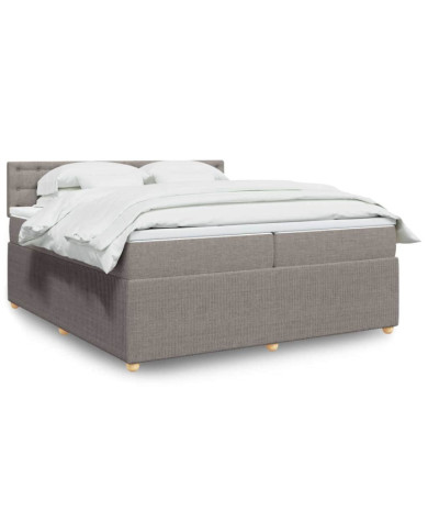 Sommier à lattes de lit avec matelas Taupe 200x200 cm Tissu | Mobilier & Déco
