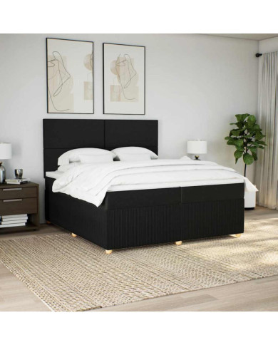 Sommier à lattes de lit avec matelas Noir 200x200 cm Tissu | Mobilier & Déco