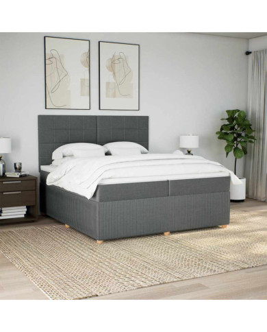 Sommier à lattes de lit avec matelas Gris foncé 200x200cm Tissu | Mobilier & Déco