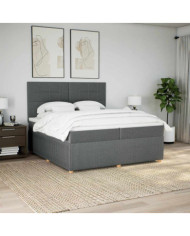 Sommier à lattes de lit avec matelas Gris foncé 200x200cm Tissu | Mobilier & Déco