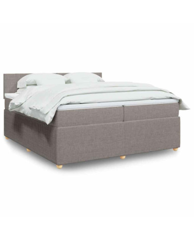 Sommier à lattes de lit avec matelas Taupe 200x200 cm Tissu | Mobilier & Déco