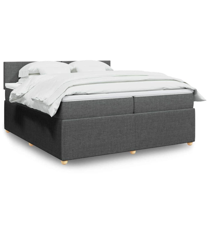 Sommier à lattes de lit avec matelas Gris foncé 200x200cm Tissu | Mobilier & Déco