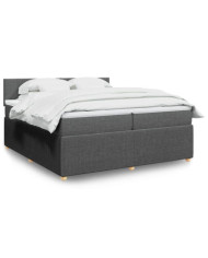 Sommier à lattes de lit avec matelas Gris foncé 200x200cm Tissu | Mobilier & Déco