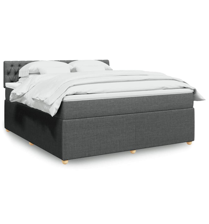Sommier à lattes de lit avec matelas Gris foncé 180x200cm Tissu | Mobilier & Déco