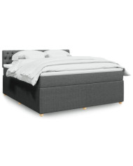 Sommier à lattes de lit avec matelas Gris foncé 180x200cm Tissu | Mobilier & Déco