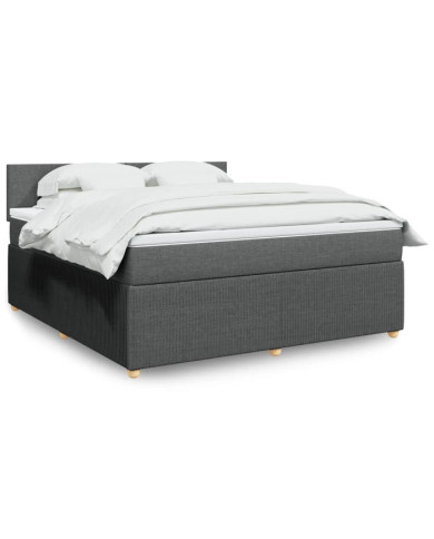 Sommier à lattes de lit avec matelas Gris foncé 180x200cm Tissu | Mobilier & Déco