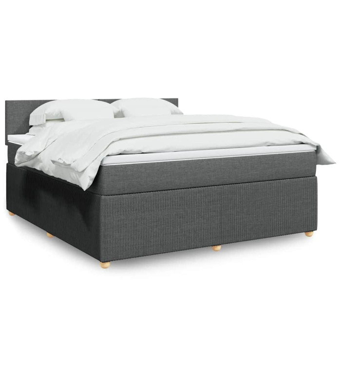 Sommier à lattes de lit avec matelas Gris foncé 180x200cm Tissu | Mobilier & Déco