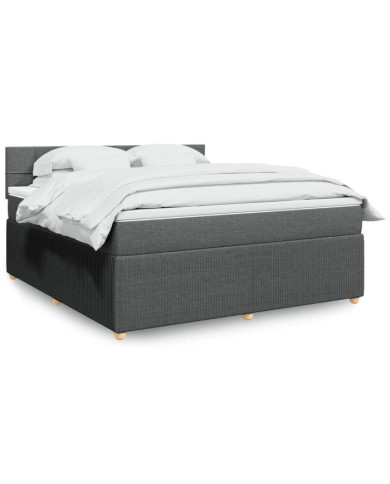 Sommier à lattes de lit avec matelas Gris foncé 180x200cm Tissu | Mobilier & Déco