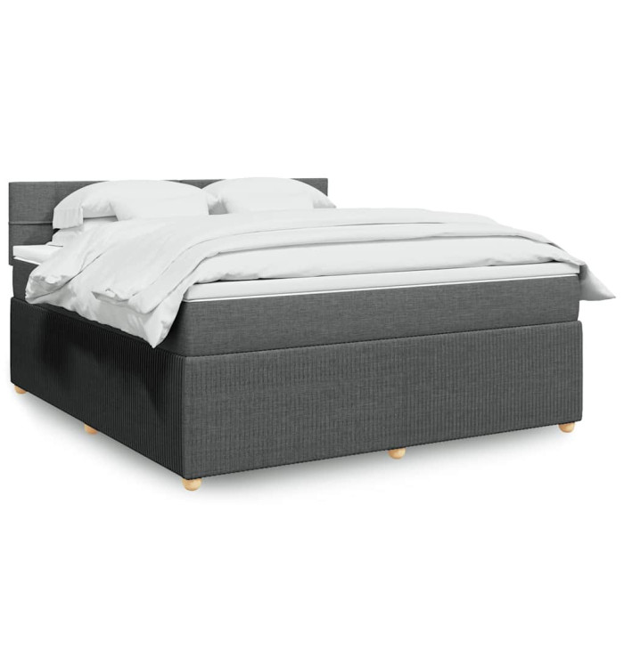 Sommier à lattes de lit avec matelas Gris foncé 180x200cm Tissu | Mobilier & Déco