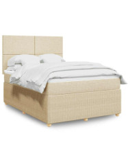 Sommier à lattes de lit avec matelas Crème 160x200 cm Tissu | Mobilier & Déco
