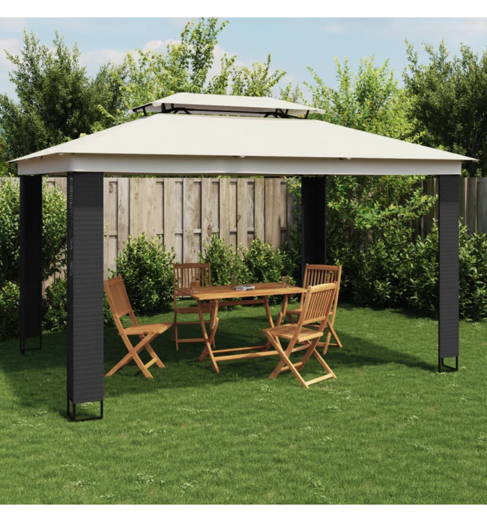 Tonnelle à double toit crème 3,94x2,96 m acier | Mobilier & Déco