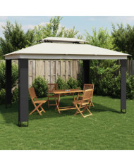 Tonnelle à double toit crème 3,94x2,96 m acier | Mobilier & Déco