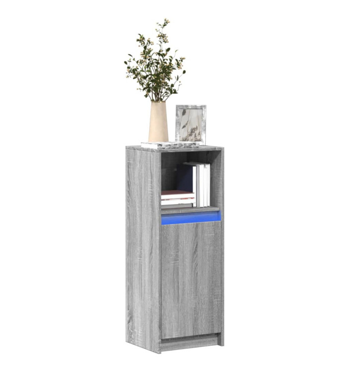 Buffet avec LED sonoma gris 38x34x100 cm bois d'ingénierie | Mobilier & Déco