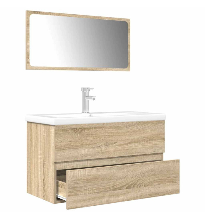 Ensemble de meubles de salle de bain 3 pcs chêne sonoma | Mobilier & Déco