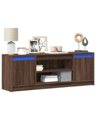 Meuble TV avec LED chêne marron 139,5x34x50cm bois d'ingénierie | Mobilier & Déco