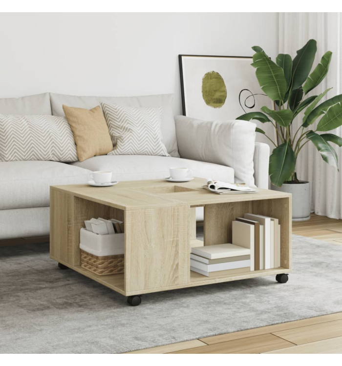 Table basse chêne sonoma 80x80x40 cm bois d'ingénierie | Mobilier & Déco