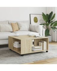 Table basse chêne sonoma 80x80x40 cm bois d'ingénierie | Mobilier & Déco