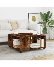 Table basse chêne fumé 80x80x40 cm bois d'ingénierie | Mobilier & Déco